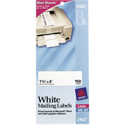 Avery 2162 Mini-Sheets White Laser Mailing Labels, 1 1/3" X 4"