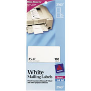 Avery 2163 Mini-Sheets White Laser Mailing Labels, 2" X 4"