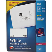 Avery 5163 White Laser Shipping Labels, 2" x 4"