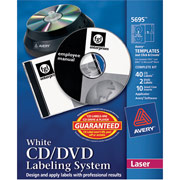 Avery 5695 Laser CD/DVD Design Kit Labeling System, Non-Glossy (Matte) Labels/Inserts