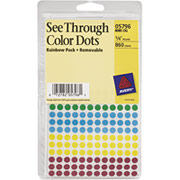 Avery 5796 See-Through Labels, Round, 1/4", Asst. Colors