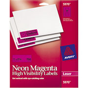 Avery 5970 Neon Laser Address  Labels, 1" X 2 5/8", Neon Magenta