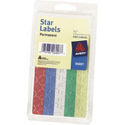 Avery 6007 Self-Adhesive 1/2" Foil Star Labels, Assorted