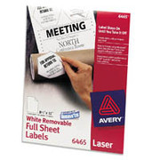 Avery 6465 Removable Laser Labels, 8 1/2" x 11"