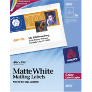 Avery 6876 Color Printing Matte White  Address Labels, 4 3/4" x 7 3/4"