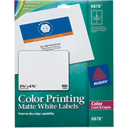 Avery 6878 Color Printing Matte White Address Lables, 3 3/4" X 4 3/4"