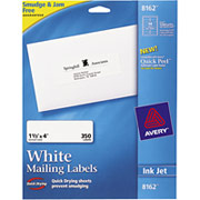 Avery 8162 White Inkjet Address Labels, 1 1/3" x 4"