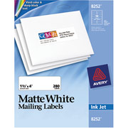 Avery 8252 Color Printing Matte White Inkjet Address Labels, 1 1/3" x 4"