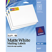 Avery 8257 Color Printing Matte White Inkjet Return Address Labels, 3/4" x 2 1/4"