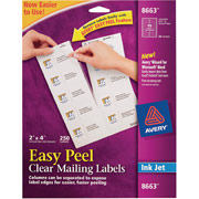 Avery 8663 Clear Inkjet Shipping Labels with  Easy Peel , 2" X 4"