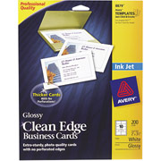 Avery Clean Edge Inkjet Business Cards, Glossy, White, 2" x 3 1/2"