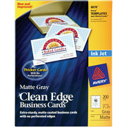 Avery Clean Edge Inkjet Business Cards, Gray, 2" x 3 1/2"