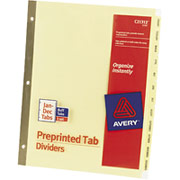 Avery Gold Reinforced Preprinted Tab Dividers, Monthly