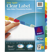 Avery Index Maker Clear Label Dividers, 12-Tab, Multicolor, 5/Set