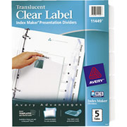 Avery Index Maker Translucent Clear Label Dividers, 5-Tab Clear