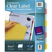 Avery Index Maker Translucent Clear Label Dividers, 8-Tab Multicolor