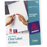 Avery Index Maker White Dividers with Clear Tab Labels for Copiers, 8-Tab