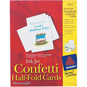 Avery Inkjet Half-Fold Greeting Cards, White, Confetti, 5 1/2" x 8 1/2"