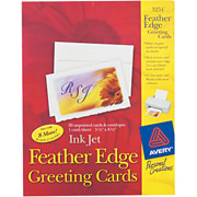 Avery Inkjet Half-Fold Greeting Cards, White, Feather Edge, 5 1/2" x 8 1/2"