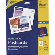 Avery Inkjet Postcards, 4 1/4" x 5 1/2", Matte Finish