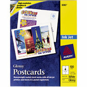 Avery Inkjet Postcards, 5 1/2" x 4 1/4" Glossy Finish