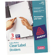 Avery Laser Printer Index Maker Clear Label Dividers, 3-Tab Set, 25/Sets