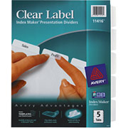 Avery Laser Printer Index Maker Clear Label Dividers, 5-Tab, One Set