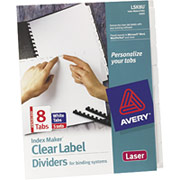 Avery Laser Printer Index Maker Clear Label Dividers, 8 Tab Set, 5/Sets - Unpunched