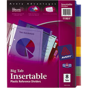 Avery Multicolored Plastic Insertable Tab Dividers, 8-Tab