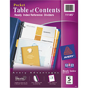 Avery Ready Index Dividers with Pocket, 5-Tab Set