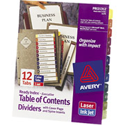 Avery Ready Index Multicolor Table of Contents Dividers, 12-Tab
