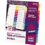 Avery Ready Index Table of Contents Dividers, 12-Tab, Multicolor, 6/Sets