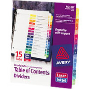 Avery Ready Index Table of Contents Dividers, 15-Tab, 6/Sets