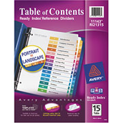 Avery Ready Index Table of Contents Dividers, 15-Tab, Multicolor, Single Set