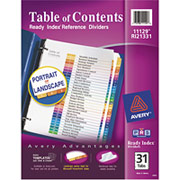 Avery Ready Index Table of Contents Dividers, 31-Tab, Multicolor, Single Set