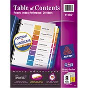 Avery Ready Index Table of Contents Dividers, 8-Tab, Multicolor, 6/Sets