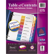 Avery Ready Index Table of Contents Dividers, 8-Tab, Multicolor, Single Set