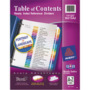 Avery Ready Index Table of Contents Dividers, Multicolor, A-Z, Single Set