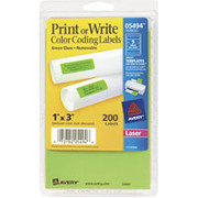 Avery Rectangular Color Coding Labels, 1" x 3", Neon Green