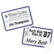 Avery Self-Adhesive Name Badge Labels, 2 1/3" x 3 3/8", White with Blue Border, 400/Pack