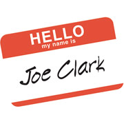 Avery Stick On Name Badges, "HELLO"  Red Border, 2 11/32" x 3 3/8"