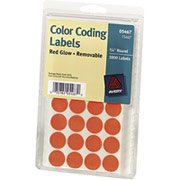 Avery T5467 Color Coding Labels, Red Glow, 3/4" Round, 1000/Pack
