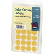Avery T5471 Color Coding Labels, Orange Glow, 3/4" Round, 1000/Pack