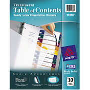 Avery Translucent Plastic Dividers, 10-Tab