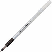 BIC Round Stic Grip Ballpoint Pens, Fine Point, Black, Dozen