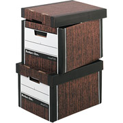 Bankers Box Maximum Strength R-KIVE Storage Box, Woodgrain, 12/Pack