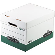 Bankers Box Maximum Strength R-Kive Storage Boxes, White/Green, 12/Pack