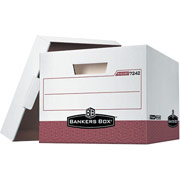 Bankers Box Maximum Strength R-Kive Storage Boxes, White/Red, 12/Pack