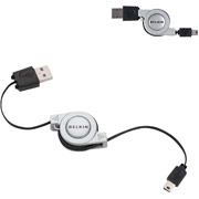 Belkin Retractable USB 2.0 5-Pin Mini-B Cable, 2.6'