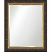 Beveled Mirror w/Gilded Dark Wood Frame